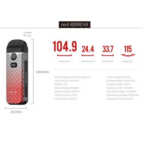 SMOK Nord 4 Pod Specs NYKecigs The Gourmet Vapor Shop