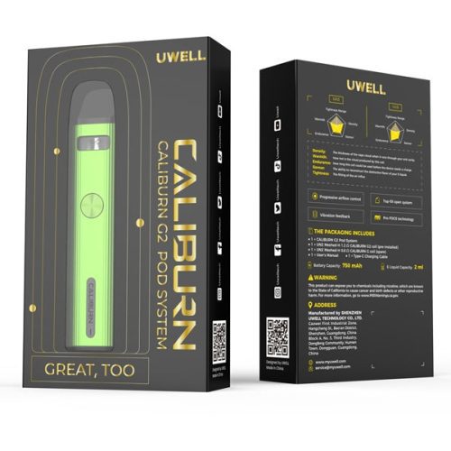 UWELL Caliburn G2 Pod Kit Box NYKecigs The Gourmet Vapor Shop