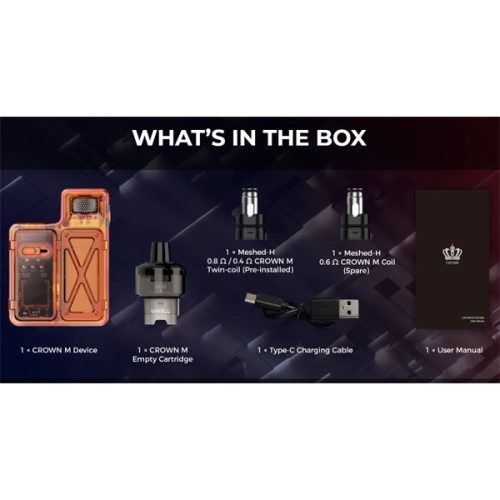 Uwell Crown M Pod Kit Whats In The Box NYKecigs The Gourmet Vapor Shop