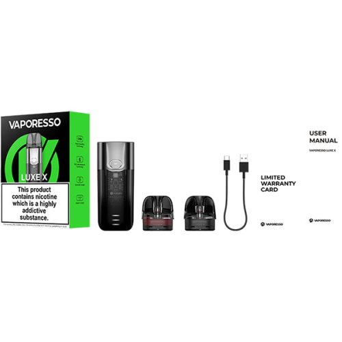 Vaporesso LUXE X Pod Kit Contents NYKecigs The Gourmet Vapor Shop